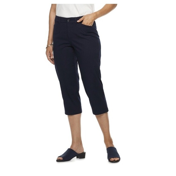 New Croft & Barrow Women Classic Stretch Twill Chino Capri Pants Navy Blue sz 4 - Picture 4 of 4